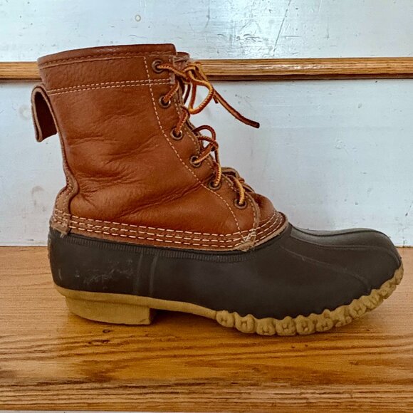 L.L Bean Duck Boots women's 8 inch shearling lined size 8 Brown Leather VGUC - Picture 4 of 6